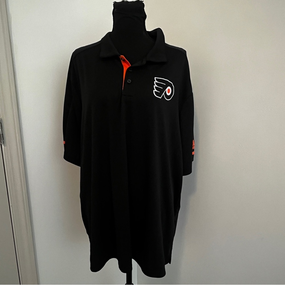 Adidas NHL Philadelphia Flyers Black Performance Polo Shirt Size 2XL Climachill